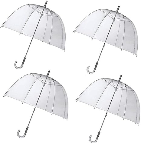 Parapluie Dôme Transparent 38 Pouces - PVC Clair, Manuel, Poignée Noire, Idéal Pour Mariage Ou événement