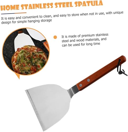 Miniatura 5 de Mango de madera Filete de cocina Espátula de acero inoxidable Turner Grill Herramienta de corte