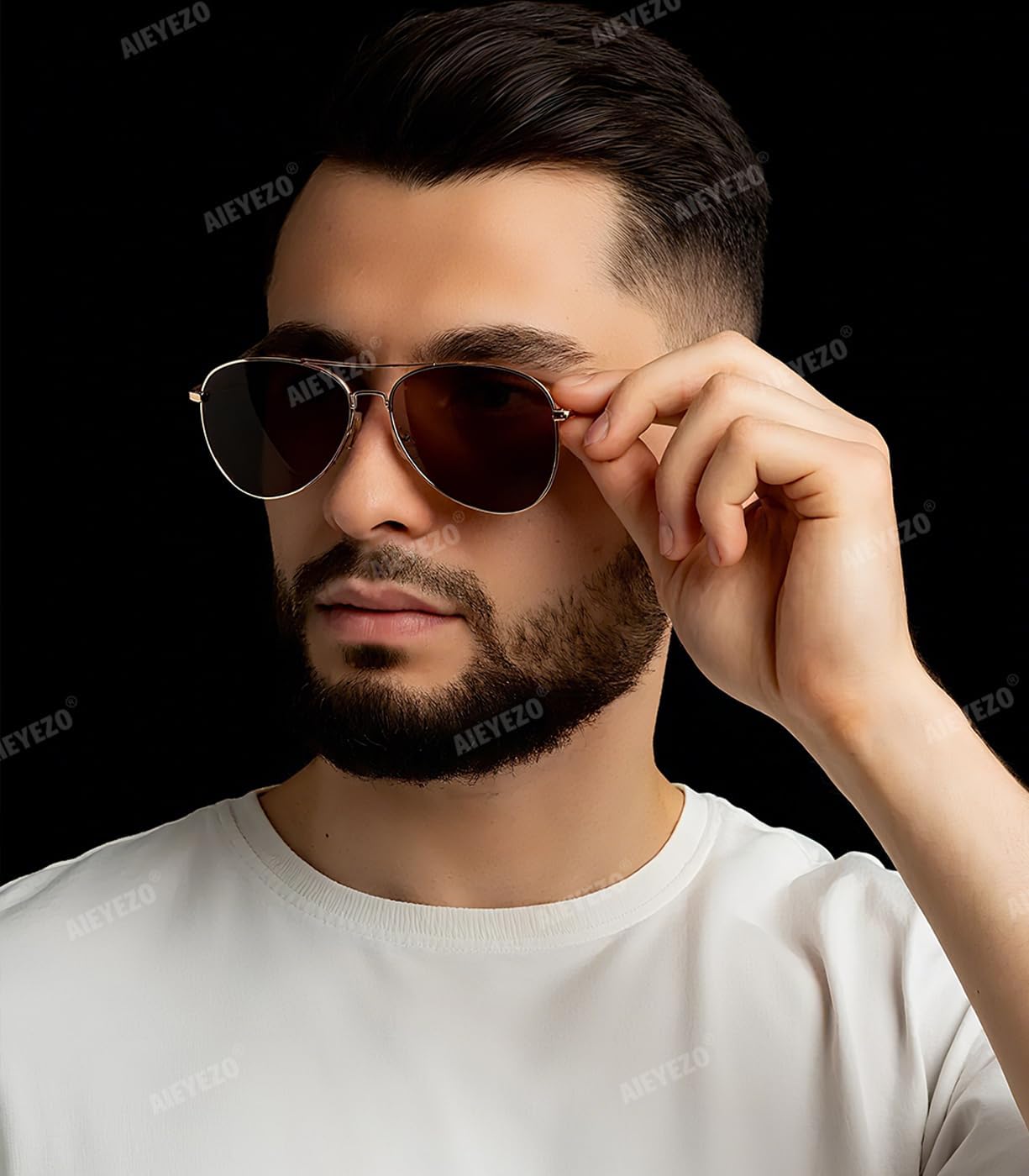 AIEYEZO Classic Aviator Polarized Sunglasses for Men Women Spring Hinge Metal Frame UV400 Protection - Image 3