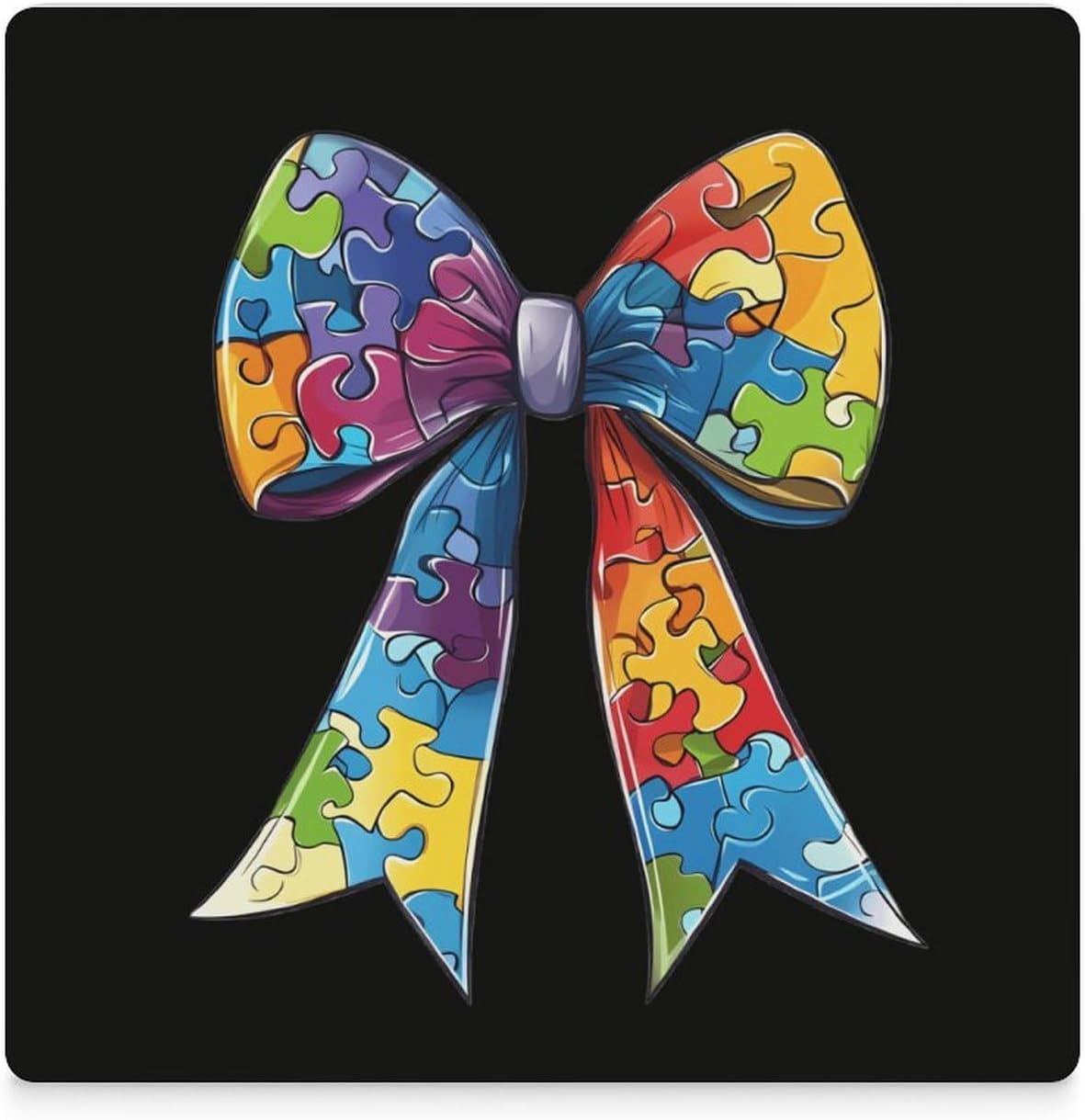 Autism Awareness Bow Funny Ceramic Coasters for Drink Absorbent Cup Holders Tabletop Protection