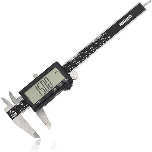 NEIKO 01401A 6-Inch Electronic Digital Caliper, Stainless Steel, Extra Large LCD Screen, Measurement Conversions for Inches, Millimeters, and Fractions