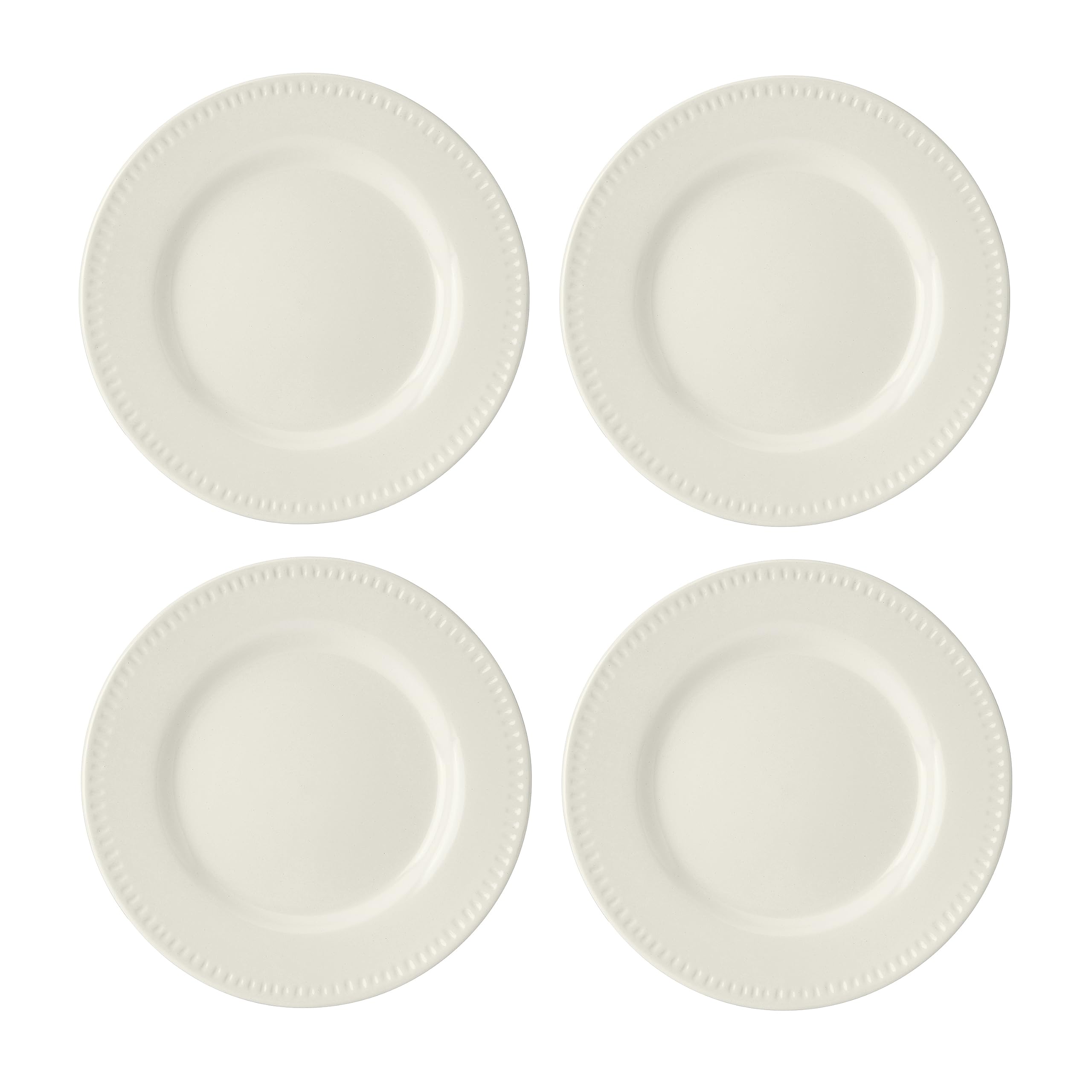 Mikasa Cranborne Set di piatti 12 pz in gres, crema, confezione regalo per 4 persone con piatti piani, piatti piccoli e ciotole per cereali - Lavabile in lavastoviglie e nel microonde