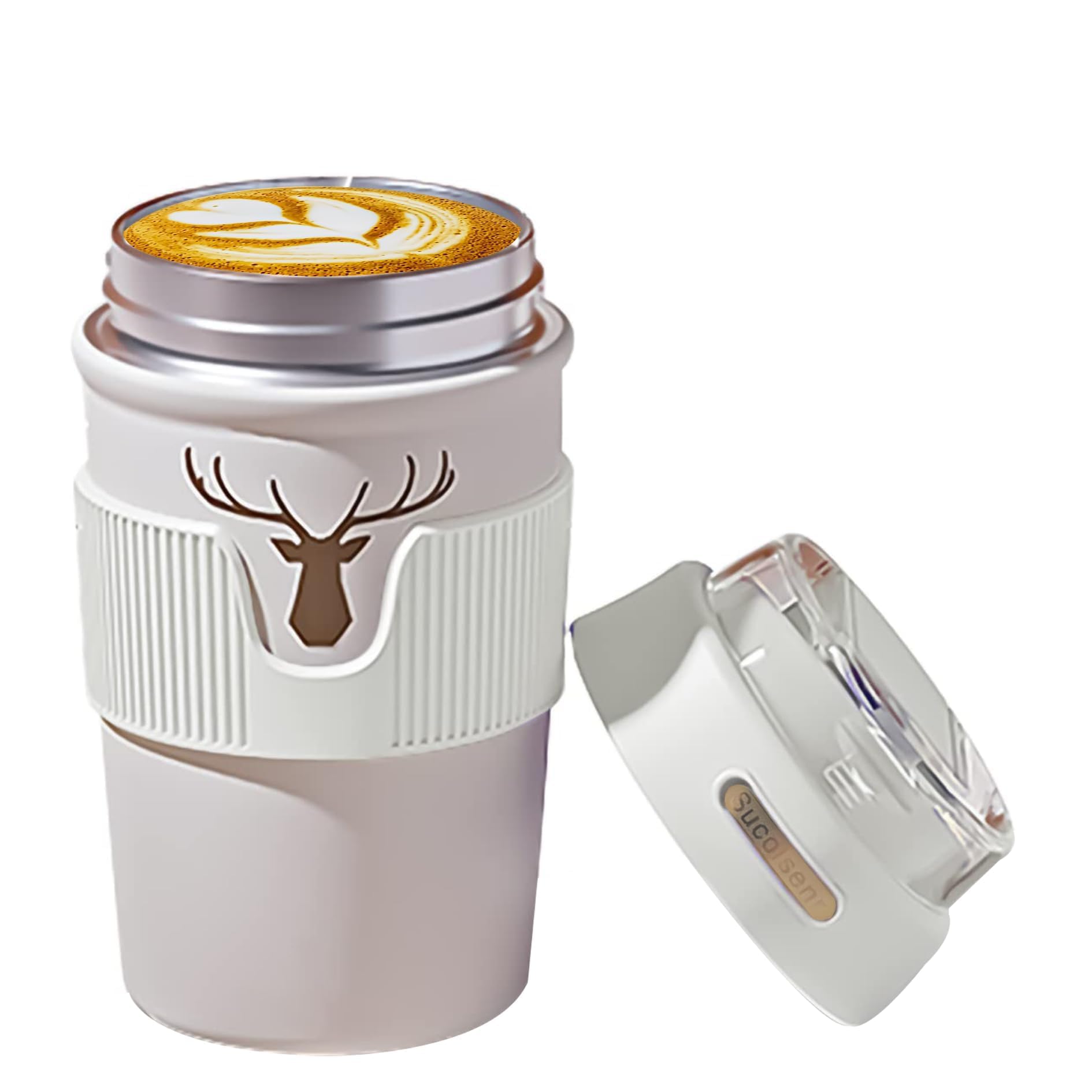 Khazna Tumbler with Lid, Vacuum Insulated Tumbler Thermal Travel Cup Stainless Steel Travel Mug BPA-Free Coffee Mug Car Coffee Tumbler Straw Coffee Cup with Splash ProofSliding Lid (white) 400ml