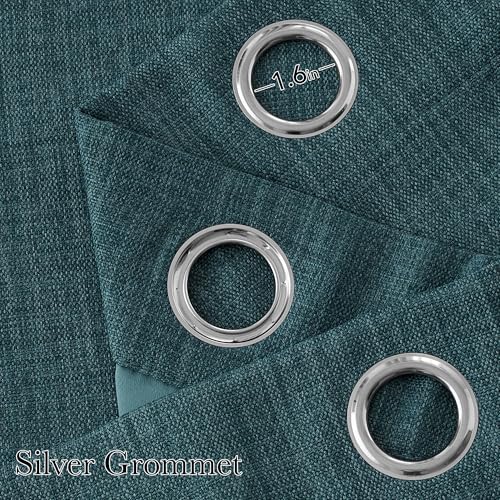 Image of NICETOWN Short Greyish Blue Blackout Curtains 63 inches Long for Kitchen - Privacy Panels for Living Room Bedroom, Modern Farmhouse Style Easy Care Grommet Top, 2 Panels, W42 by L63