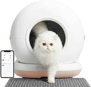 Haustier CB001 Akıllı Otomatik Kedi Tuvaleti, APP ile Uzaktan Kontrol, 75lt Hazne, 7lt Çöp haznesi, Ağırlık sensörlü (BEJ)
