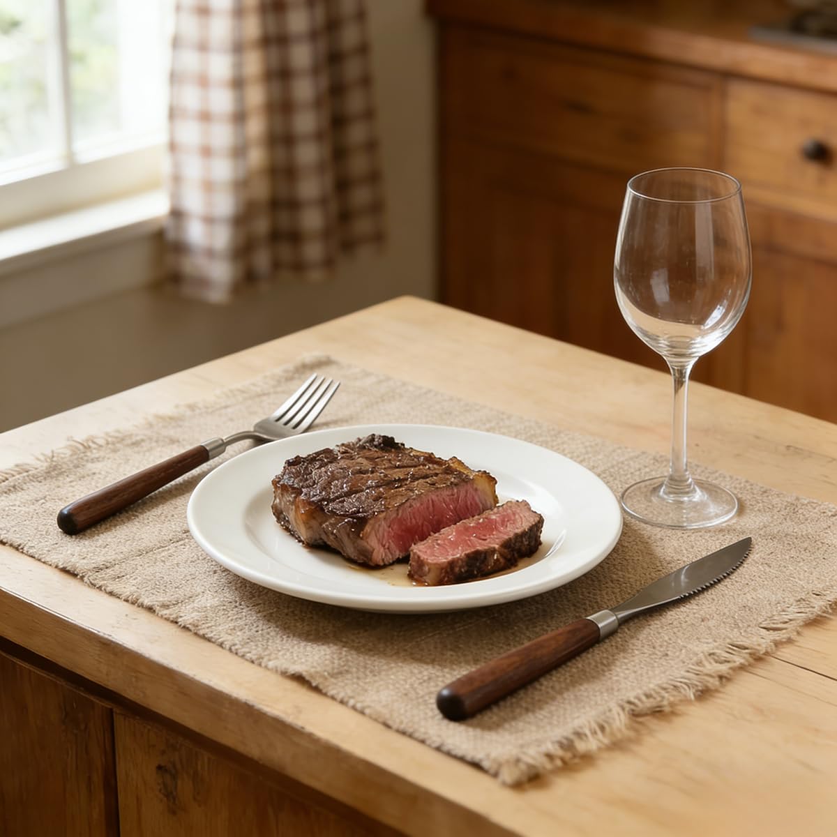 Natural Walnut Wood Handle Silverware Set, Set of 4 Pieces — Amazon image 4