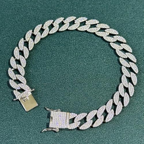 Hip Hop Cuban Moissanite Bracelet for Men Women Rock 925 Sterling Silver D Color VVS1 Clarity Lab Diamond Link Chain Jewelry for Valentine's Day Gift3