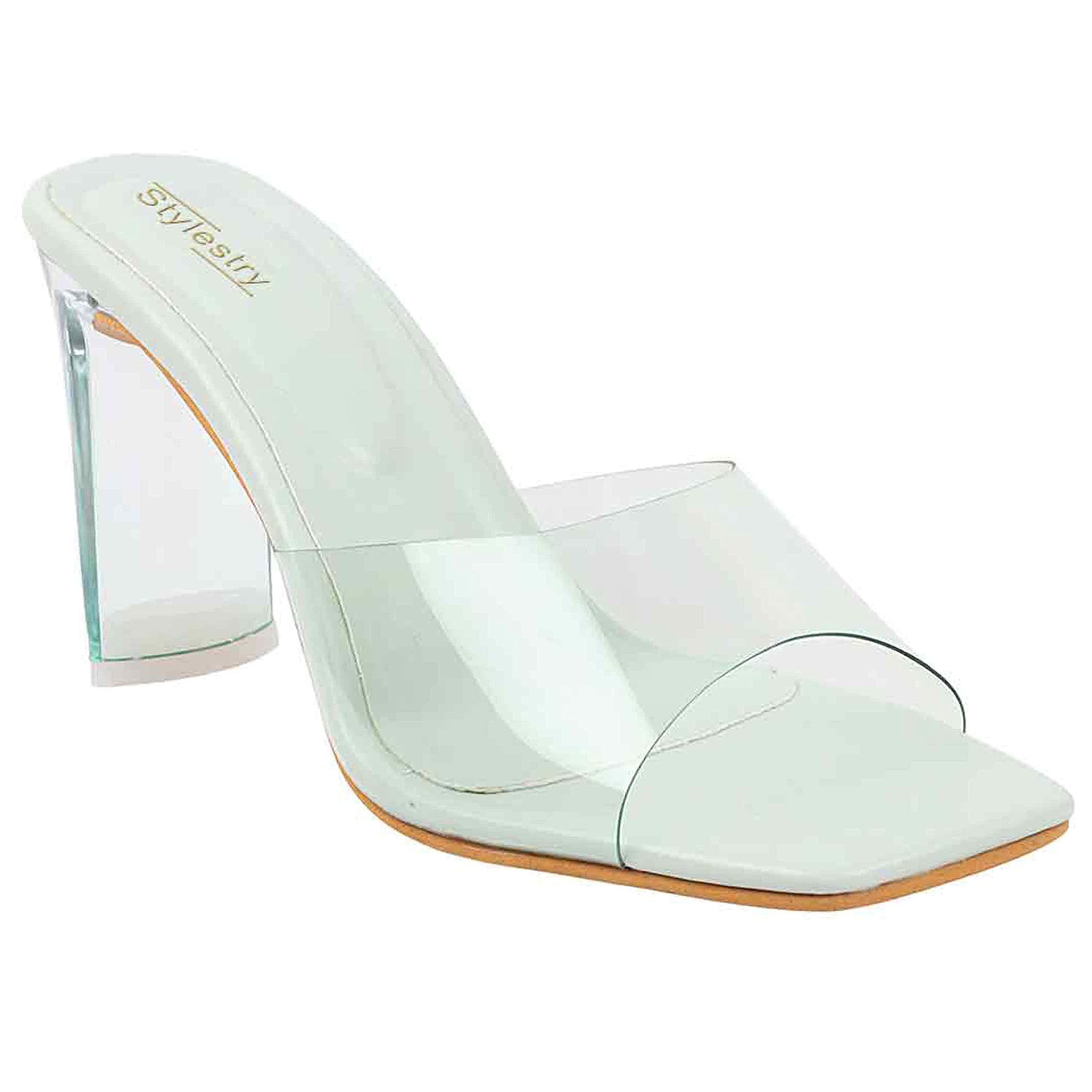Stylestry Women & Girls Transparent Detailed Block Heels/Goa/Green/UK5 (B0BQRJBT5J) Amazon Price History, Amazon Price Tracker