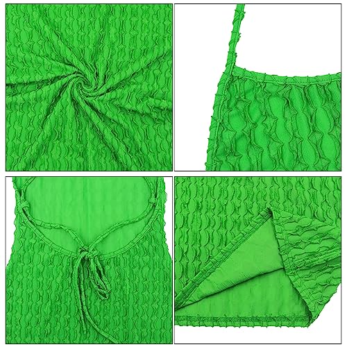 Image of RARITYUS Women's Lace Up Bodycon Maxi Dress Sexy Low Cut Backless Sleeveless Textured Long Party Club Dresses