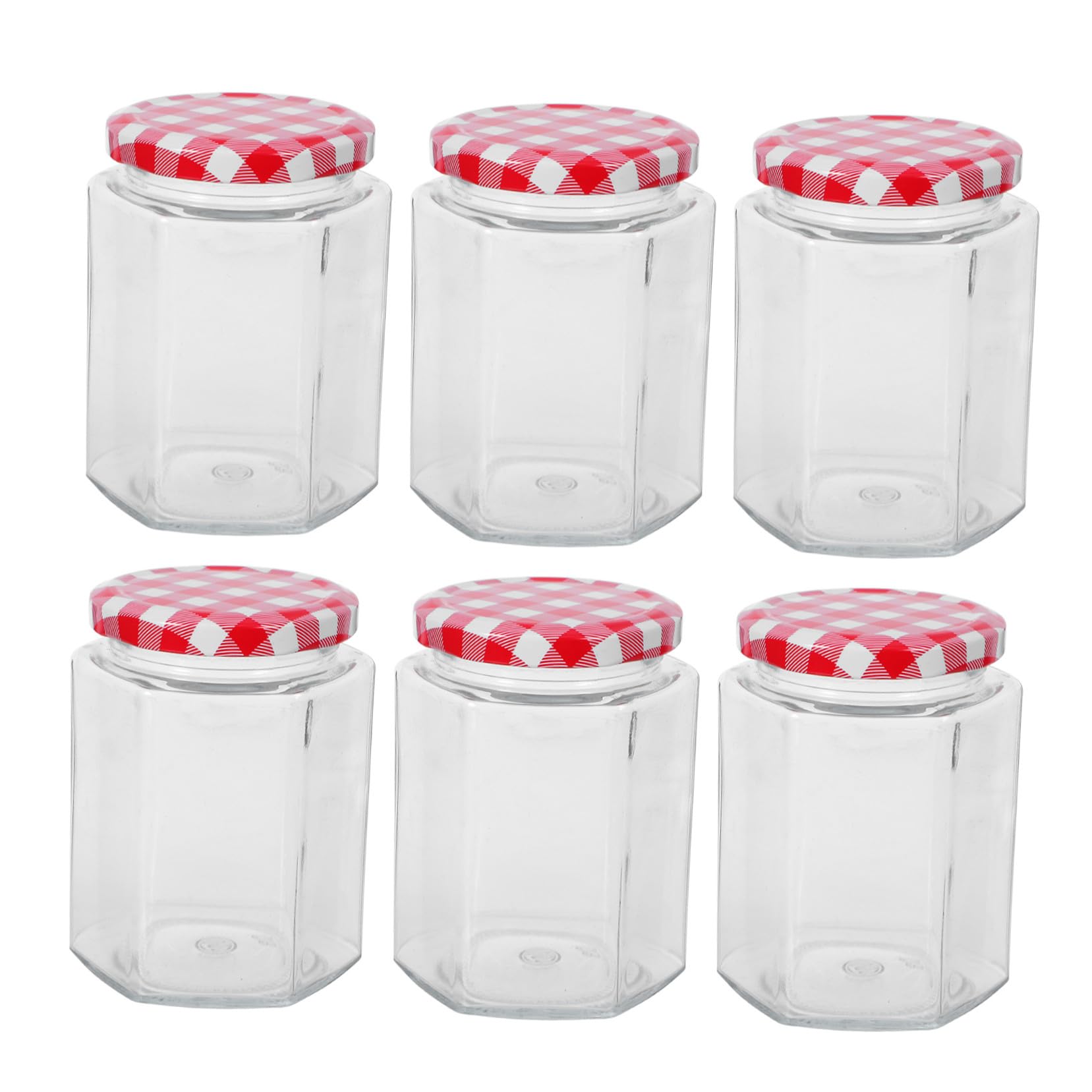 250ml Set con Coperchi di 6 Barattoli di Vetro Esagonali