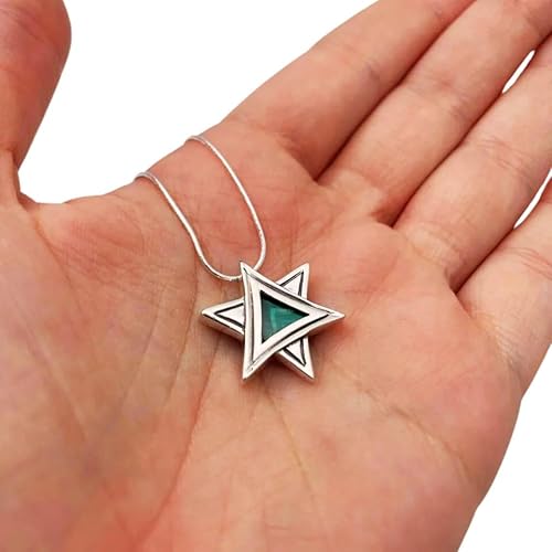 Miniatura 5 de Jewish Jewelry Pendant, Star of David Pendant Necklace Eilat Stone Pendant, Sterling Silver, Elegantly Gift Packaged
