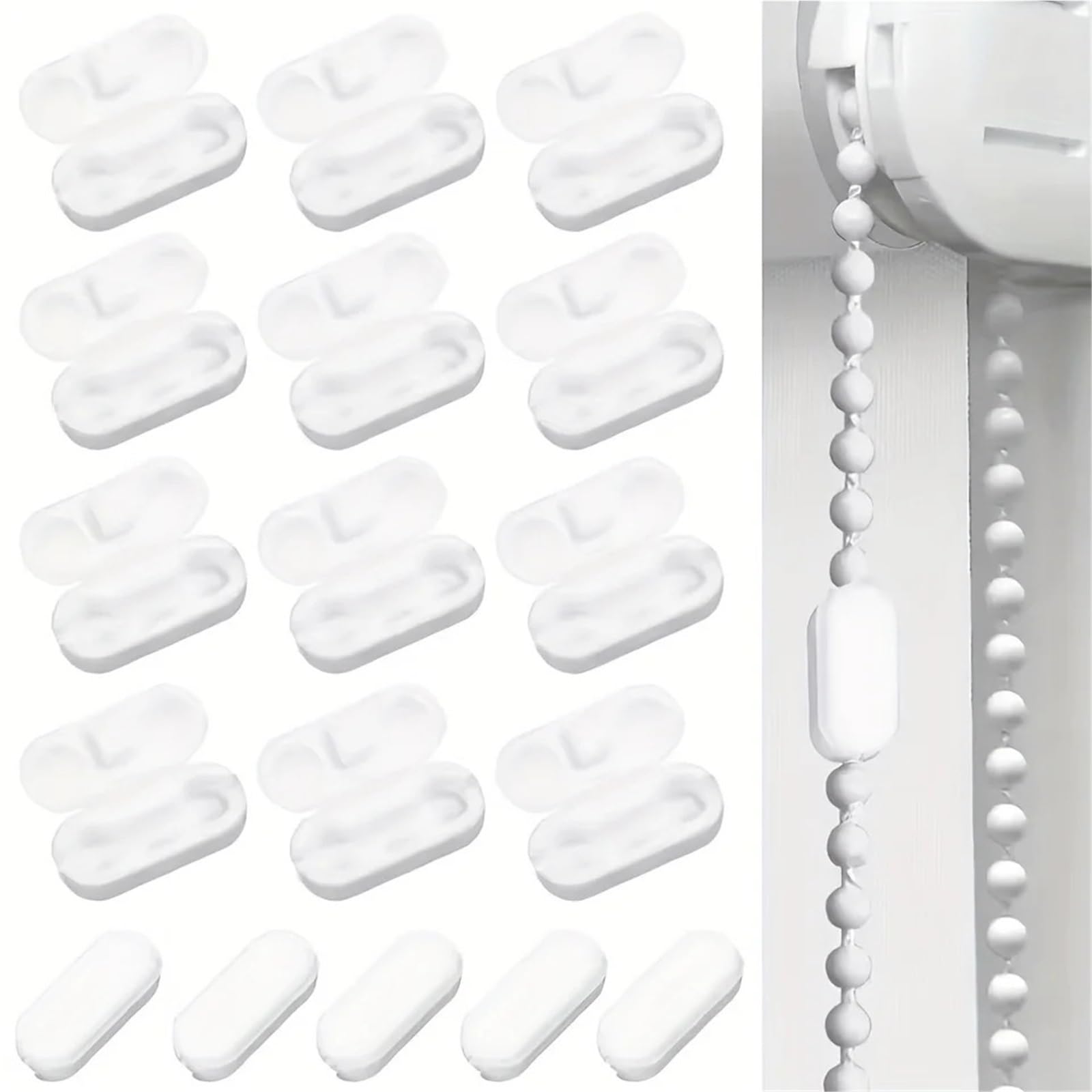 Gbrcen Blind Chains Connectors 100pcs Pull Cord Connector Plastic Roller Blinds Pull Cord Connectors Curtain Chain Connector Curtain Repair Accessories