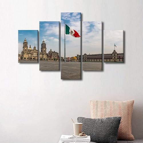Vista 214 de TUMOVO 5 paneles de arte de pared de volcán en México, impresión sobre lienzo, paisajes naturales, cuadros para dormitorio, decoración del hogar