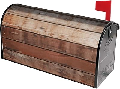 LOJAOGON Vintage Wood Old Brown Board Floor Mailbox Cover Magnetic Standard Size Waterproof Letter Post Box Cover Wrap Oversize Decoration Welcome Home Garden Outdoor 21