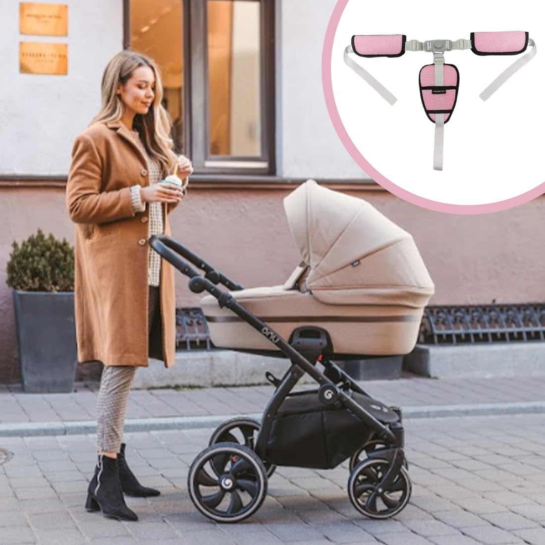 Cinture Passeggino Universali, Cintura di Sicurezza per Bambini Imbracatura per Seggiolone a 3 Punti Regolabile Seggiolino Cinghie Passeggini Anticaduta Adatta per Seggioloni Auto Carrozzine