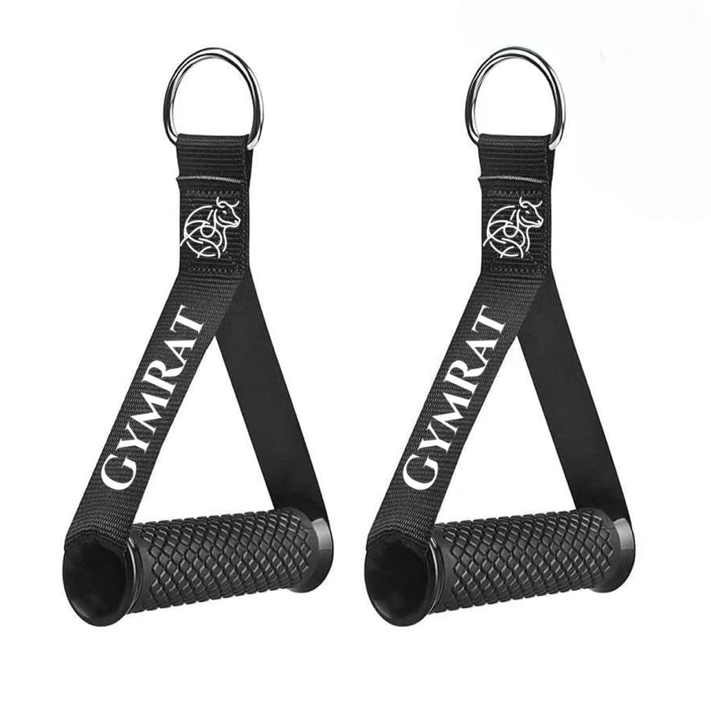 GYMRAT™ Gym Handles- with Solid ABS Cores and Welded D-Ring, Strong Nylon Webbing,Resistance Band Handles, Cables Handles for Home and Gym Workouts-image-14