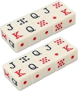 Dice Set,20Pcs Spanish Poker Dice 6 Sided Square JQK Dice Plastic Table Game Dice Set Yellow