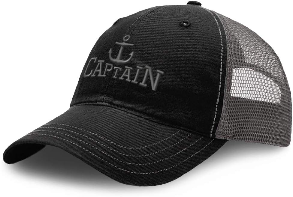 Richardson Trucker Mesh Hat Captain Boat C Embroidery Cotton Dad Hats for Men & Women Snapback Black Charcoal