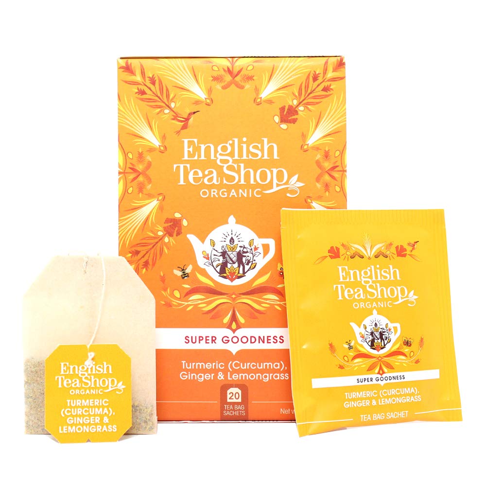 Turmeric, Ginger and Lemongrass Whole Leaf Tea, Fairtrade & Organic Tea, 1 x 35g Box