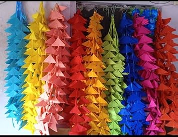 Abhaas Decorative Triangle Felt Fabric Garlands Handmade 4ft. Hanging Toran Indian for Mehndi, Haldi, Wedding, Party Decor/Backdrops, Home Decor, Color Theme Party, Festivals