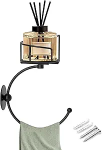 Hand Towel Holder for Bathroom with Vintage Wall Mounted Candle Holder, Rustproof Anti-Corrosion Alloy Unique Black Towel Hook, Sturdy Coat Hanger for Vintage Kitchen Bathroom Decor and Accessories