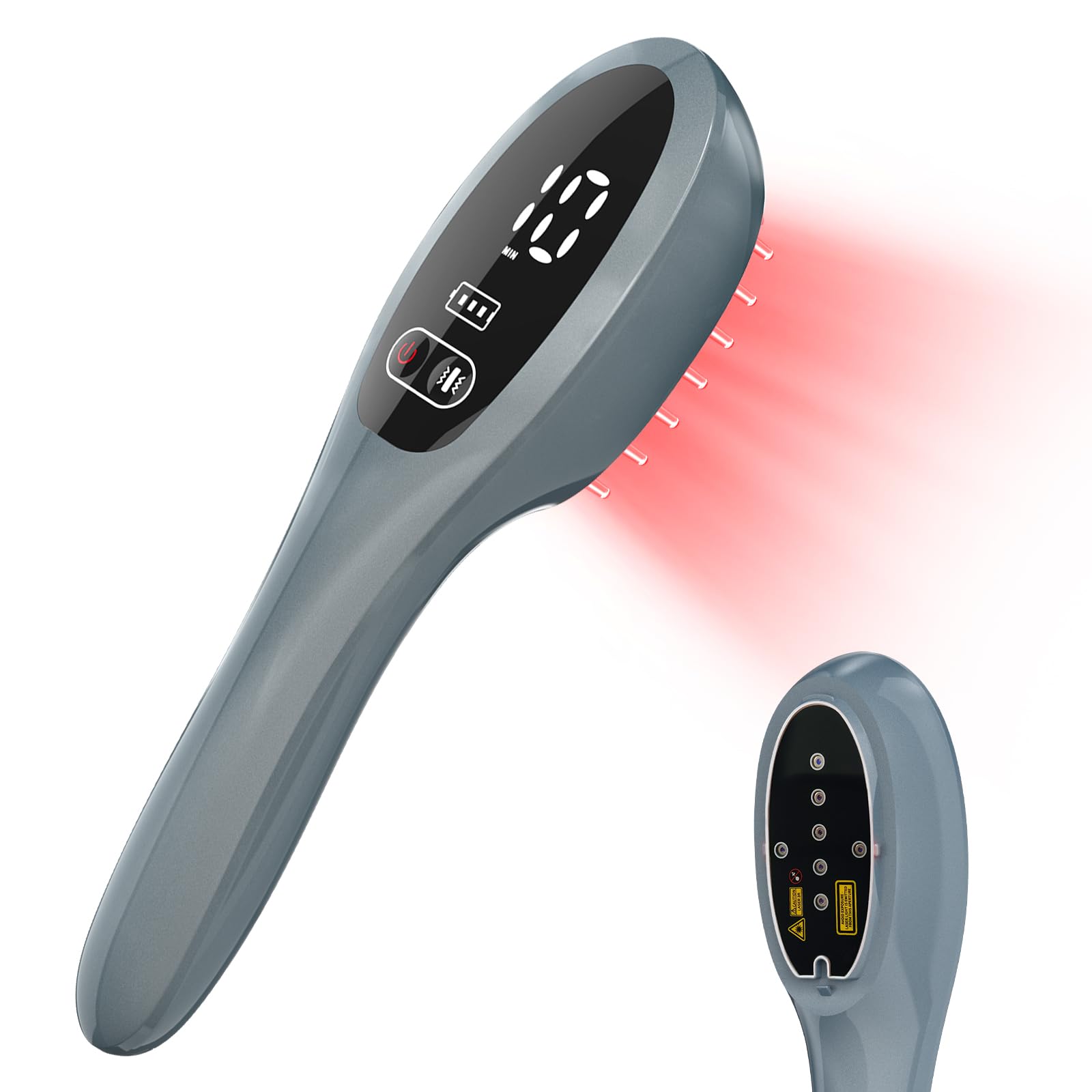 Pettine Laser per Ricrescita Capelli 650 nm, Portatile e Senza Fili Spazzola LED a Luce Rossa con Vibrazione, per Attaccatura, Riga e Capelli dall’ Aspetto più Folto, Donna e Uomo