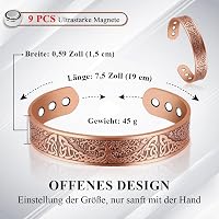 Vicmag Mágneses Réz Karkötő Férfiaknak Állítható Méret Ajándékdobozzal 3