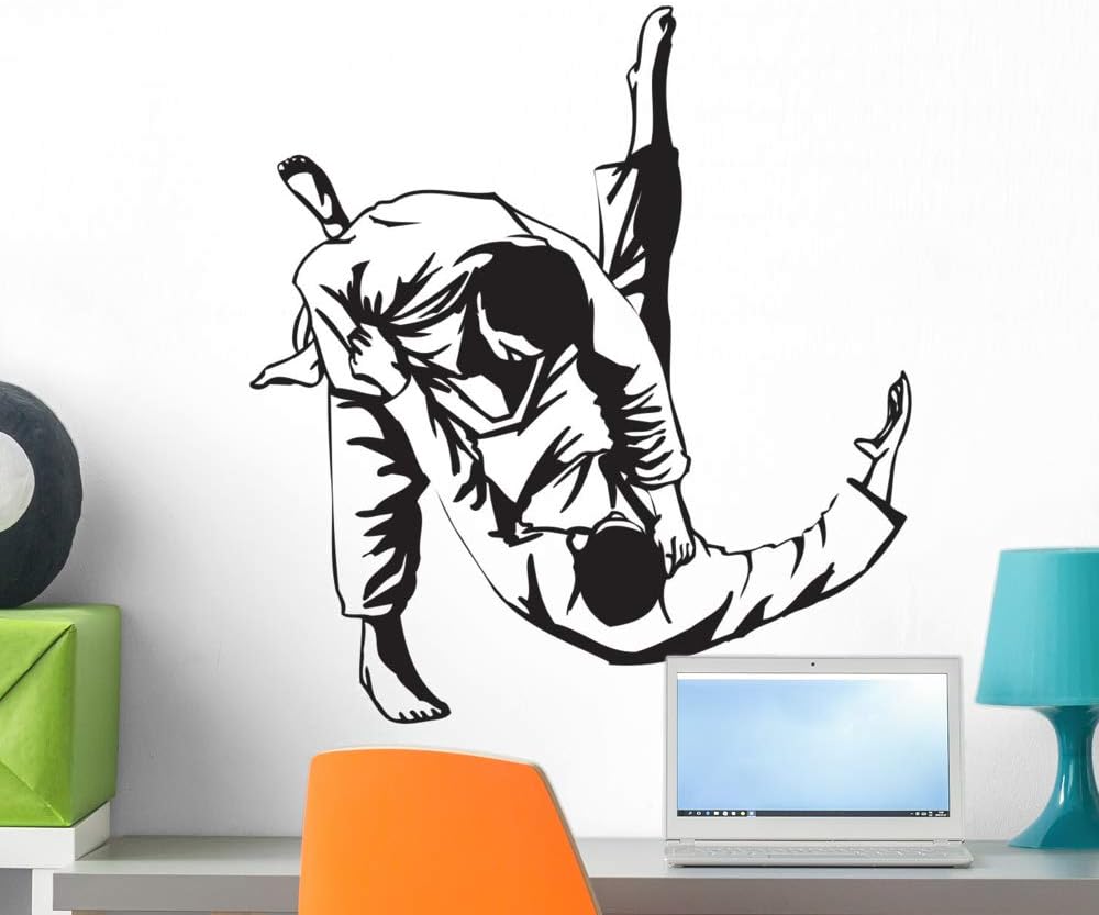 Judo Throw Martial Arts Silhouette Wall Decal – Removable Vinyl Wall Sticker – Easy Peel & Stick – 24"
