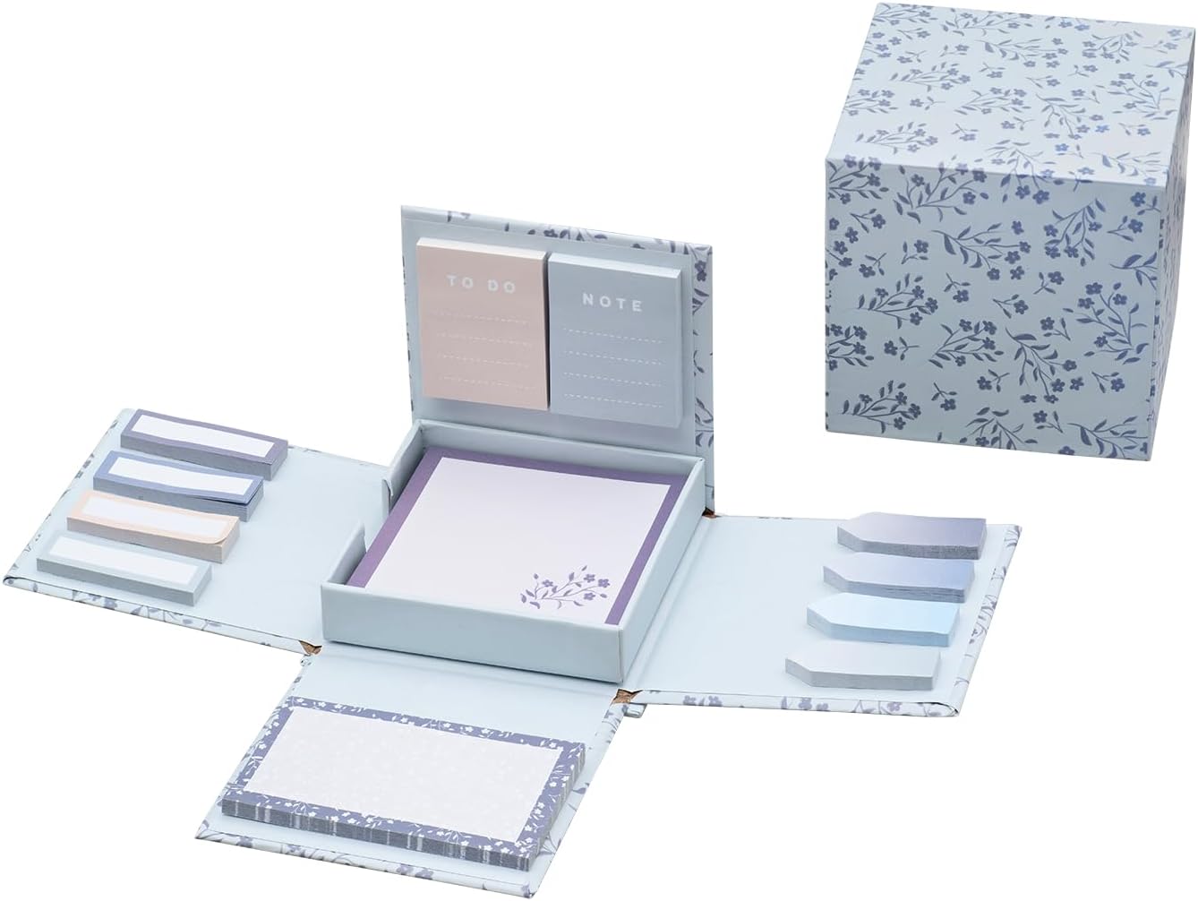 Idena 11370 Notepad Set Hinged with Notes and Adhesive Strips, Practical Dispenser in Folding Box, Suitable for Office, School and Home, Compact and Versatile
