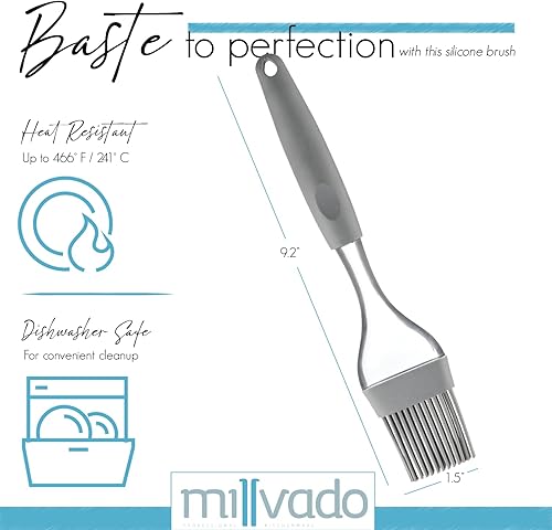 Miniatura 6 de Millvado Cepillo de silicona para untar cepillo de cocina resistente al calor para aceite y salsa, cepillo flexible para alimentos, apto para