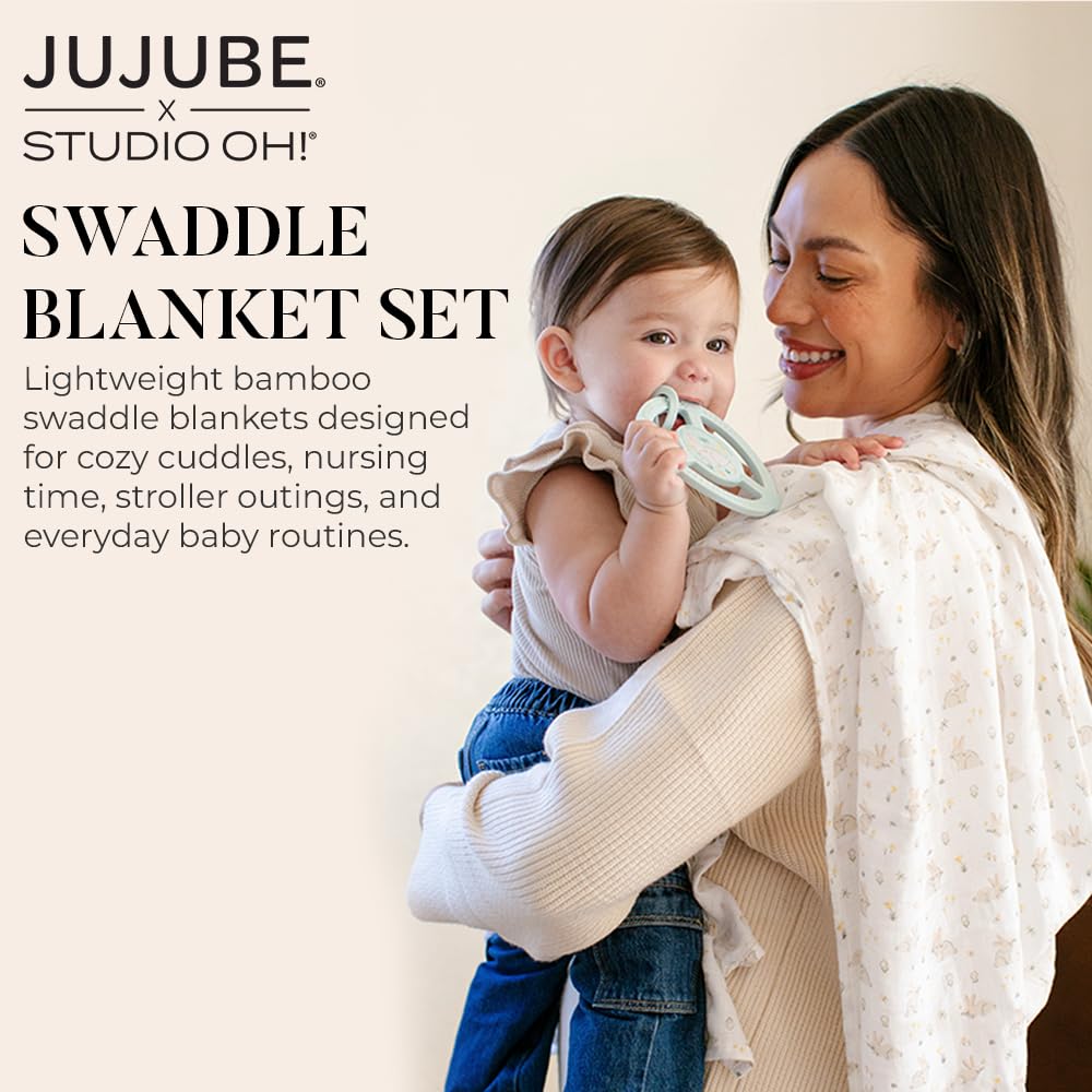 JuJuBe Studio Oh! x Zestawy koców do przewijania, Bloomin' Boot - kwieciste kowbojki, stary zachodni nadruk, wzór z kwiatami, miękkie koce dziecięce do pieluszki, koc podróżny, niezbędne rzeczy dla