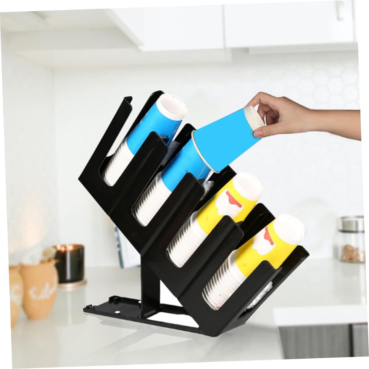 Paper Cup Dispenser Capacity Convenient Cup Holder for Coffee Stations Collapsible Four-Grid Design for Household Use