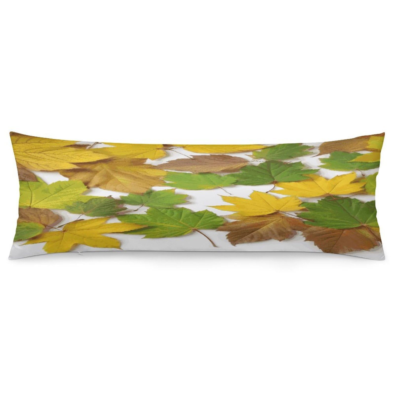Leaves Body Pillow Cover Long Body Pillow Pillowcase with Hidden Zipper Ultra Soft Polyester Pillow Cases Breathable & Silky Long Pillows Case Cover 19x53 in
