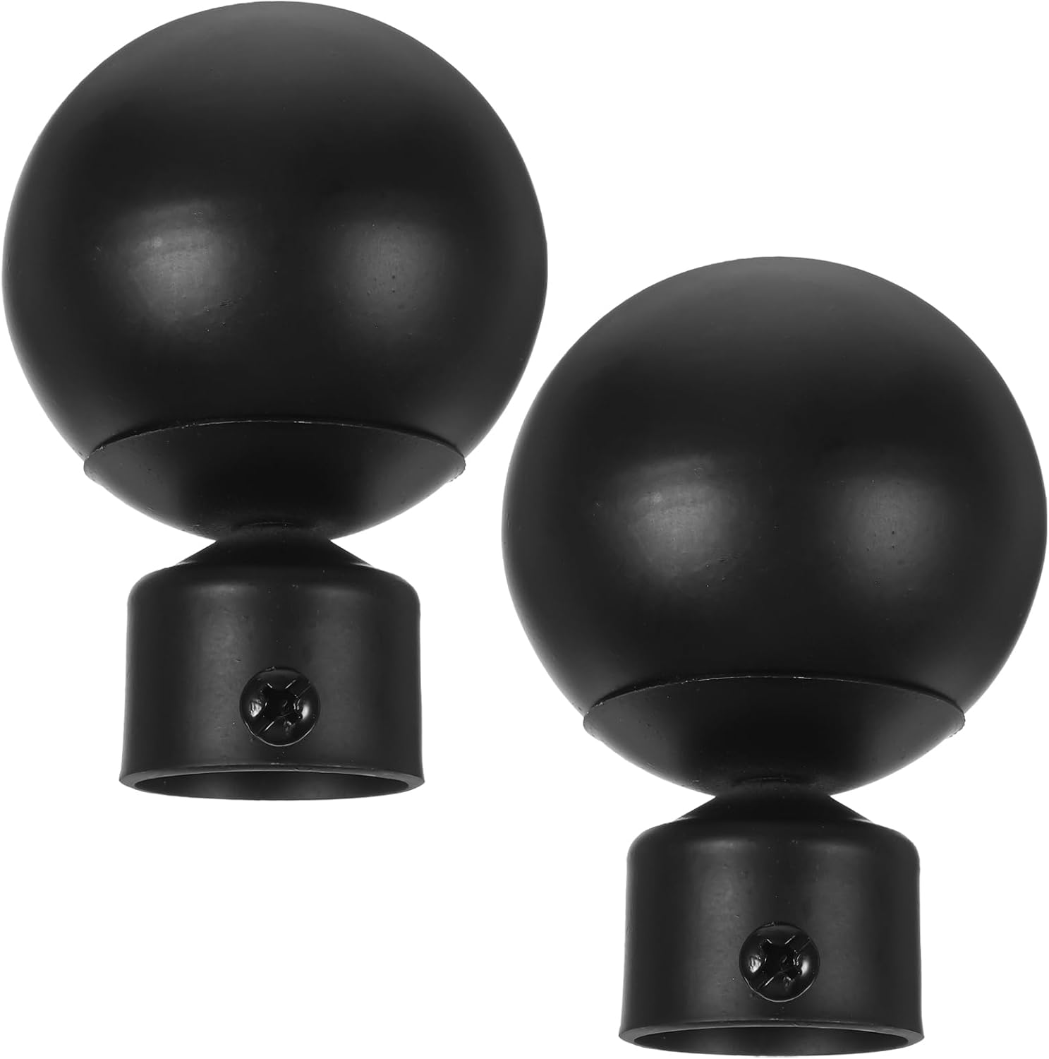 Garneck 2 Pcs Curtain Rod Finial - Metal Drapery Pole Ball End Black Replacement Decorative End Head Caps