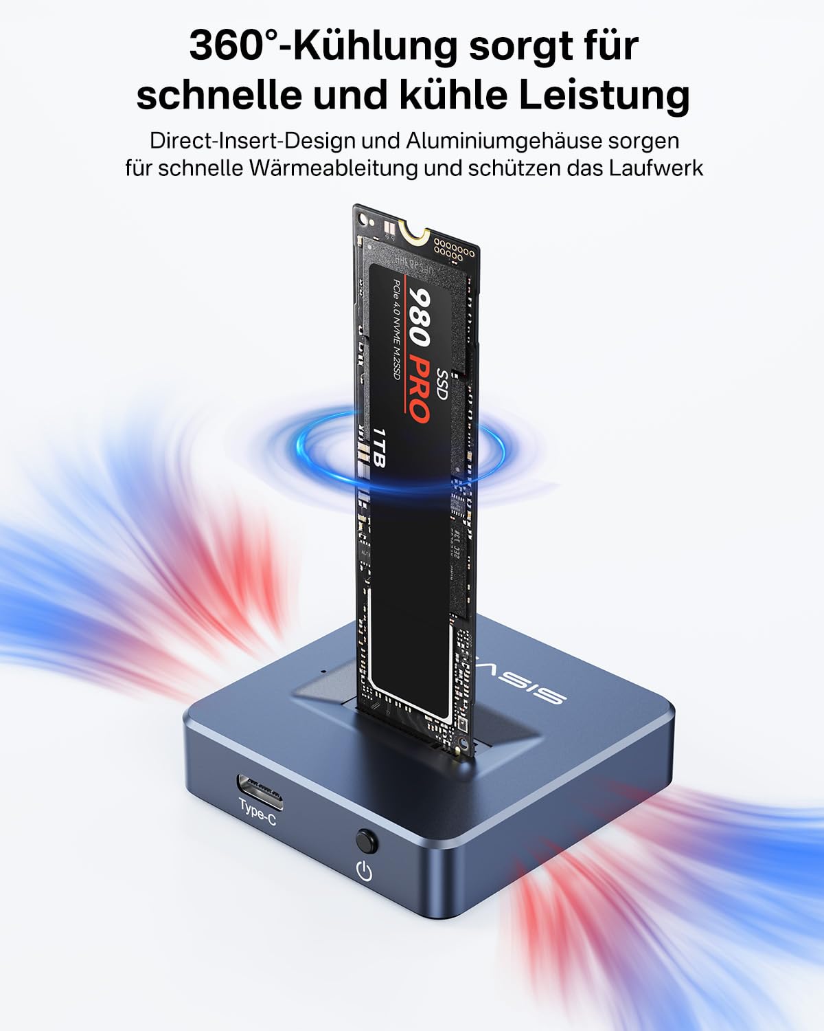 ACASIS AC-M04 M.2 NVMe & SATA SSD Gehäuse – 10 Gbps USB-C Docking Station , M.2 USB Adapter – Unterstützt M.2 NVMe SSD M-Key und SATA-basierte SSD M Key&M+B Key