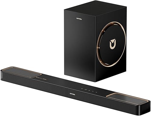 ULTIMEA Barra de sonido de 3.1.2 canales con Dolby Atmos, sistema de sonido envolvente para TV con subwoofer de 6.5 pulgadas, barra de sonido para