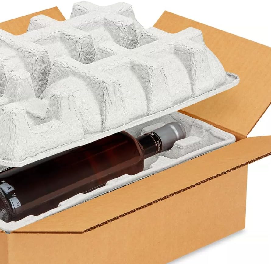 Miniatura 2 de Wine Shipping Box (2 bottle) with Protective Trays, Biodegradable, Made from Recycled Materials - Pack of 1