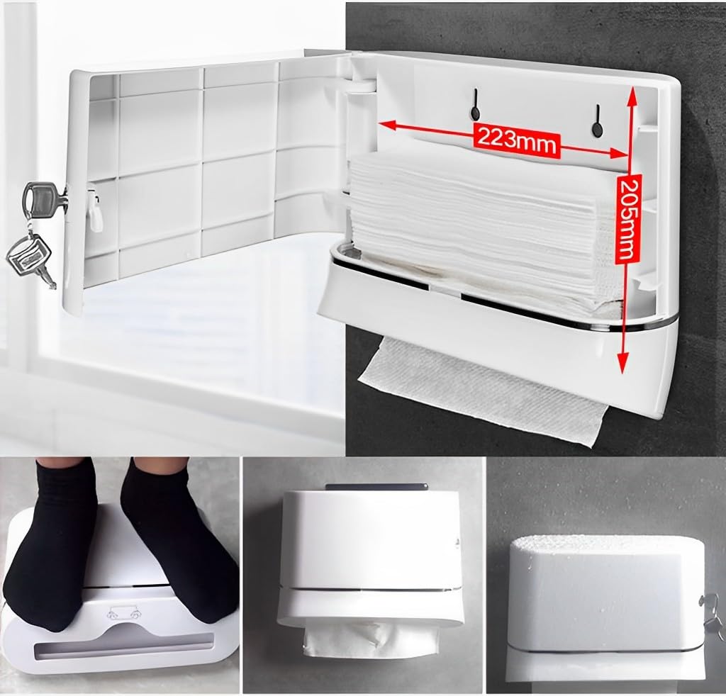 Dispenser di asciugamani di carta touchless con serratura – Dispenser di asciugamani multifunzione da parete per casa, bagno, cucina, elegante finitura dorata