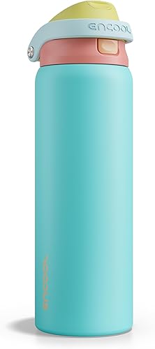 Miniatura 38 de ENCOOL - Botella aislante para agua, acero inoxidable con pajilla, mantiene el frío, tapa abatible de un solo toque, sin Bisfenol A, a prueba de