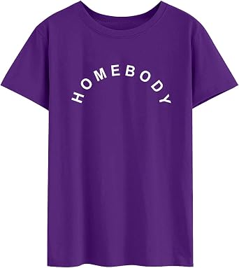 Ezcosplay Women Homebody Letter Funny T Shirt Graphic Tee Long Sleeve Sweatshirt