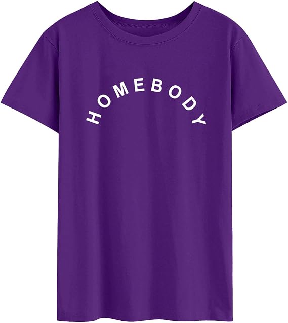Ezcosplay Women Homebody Letter Funny T Shirt Graphic Tee Long Sleeve Sweatshirt