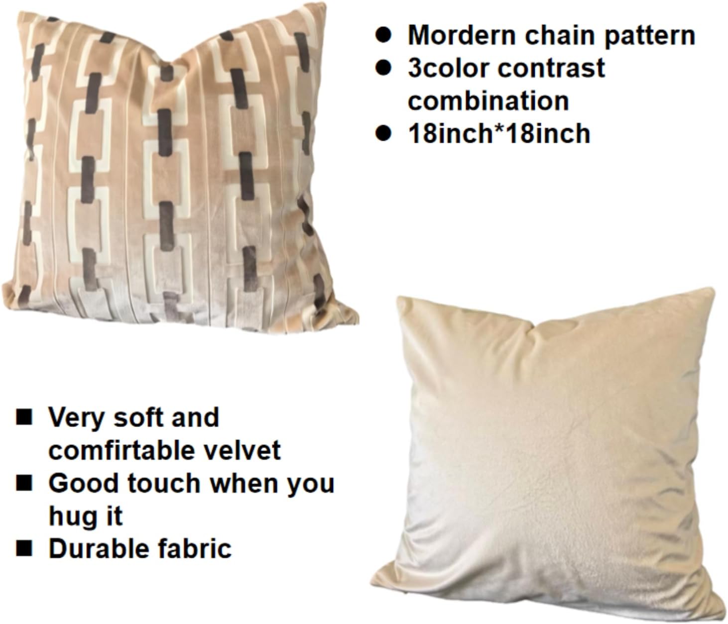 Living Room Decor Couch Throw Pillow Covers with Square 18 * 18 Set of 2 for Cozy Home Bed and Textured Velvet (Light Coffee)
