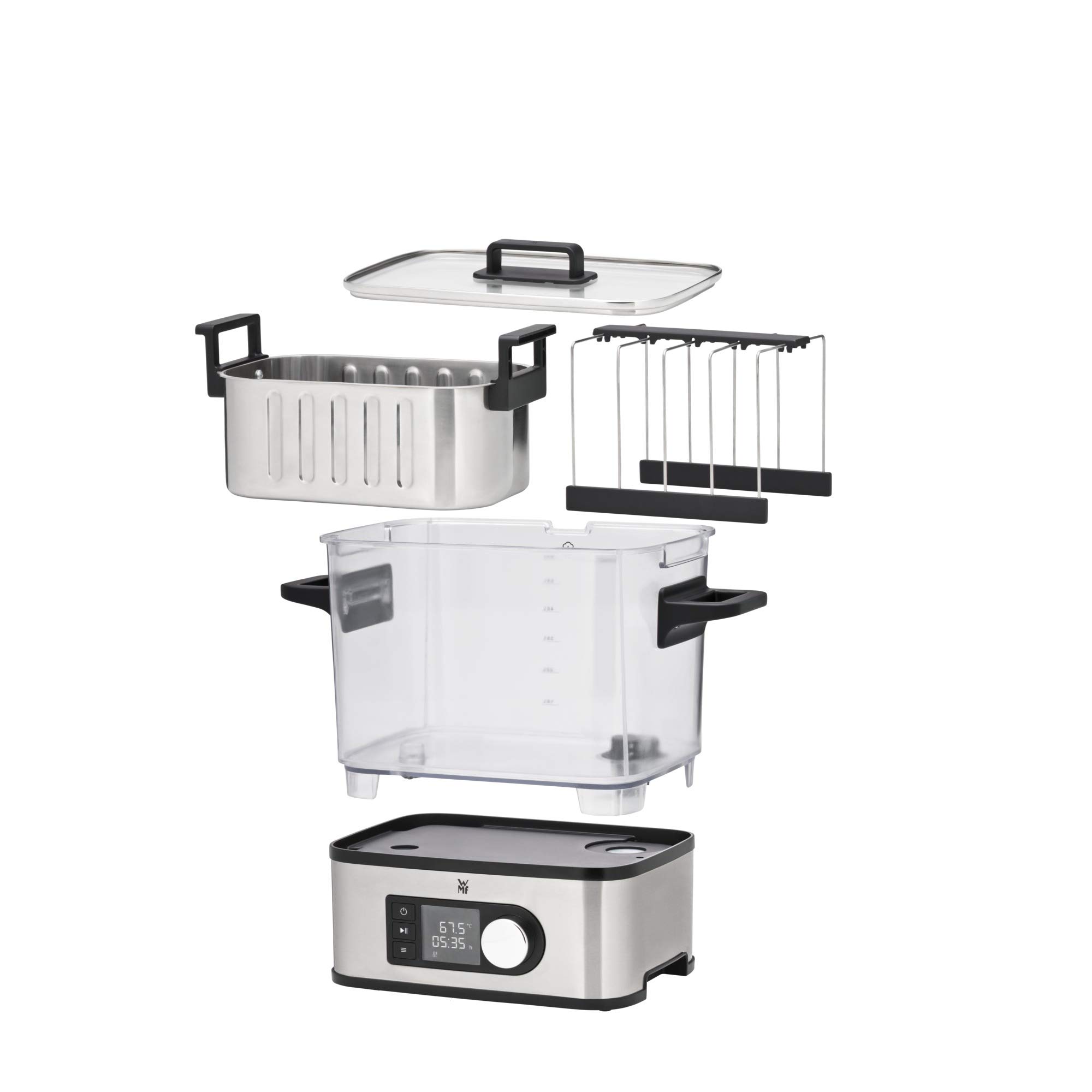 WMF Lono 2in1 Sous Vide Garer Pro mit Slow-Cook Einsatz, Vakuum garen, Schongaren, Wasserbhälter 6,0l, Timer-Funktion bis 72 Stunden, 1500W