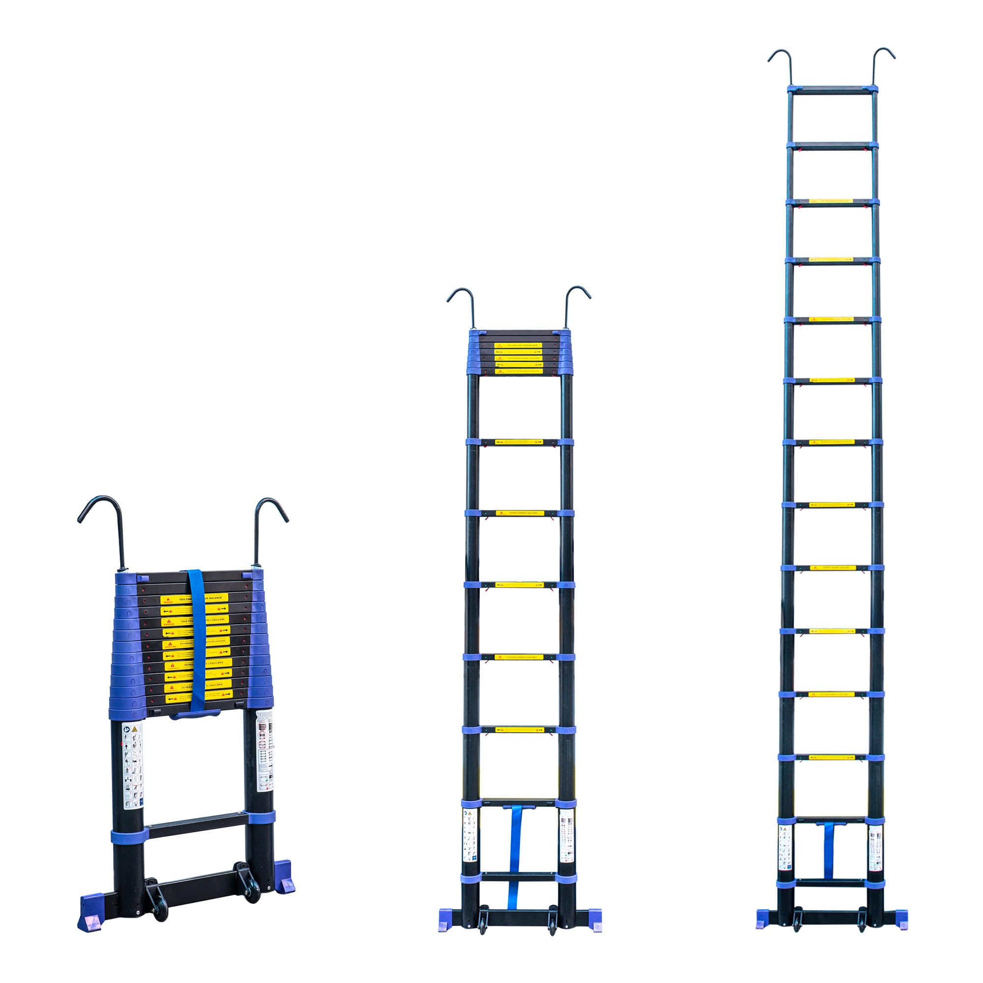 HOSTRÖM Echelle telescopique 4,1m TELESCOVA13+, Aluminium, Pliable, Extensible, Multi-Fonction, H Travail Max 5m, Crochets Amovibles, Garantie 5 Ans