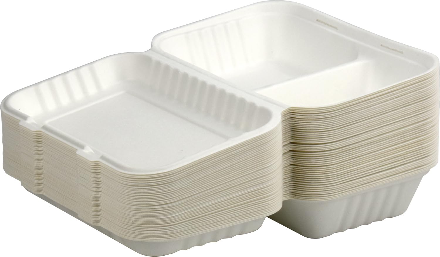 Catergold Eco-Bio Bagasse Clamshell 2Cp Takeaway Box 10 X 6 Inch Biodegradable Sugarcane Food Packaging (50)