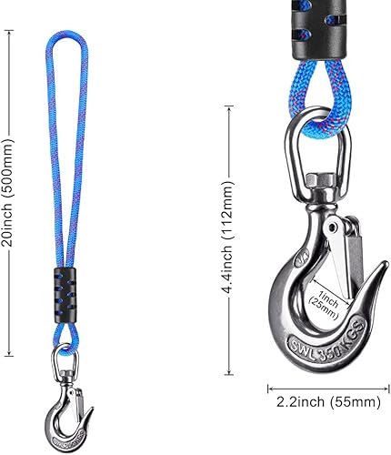 Miniatura 6 de Dolibest Heavy Duty Tow Rope for Tubing Connector, Towable Quick Connector, Tow Rope for Water Sport with Stainless Steel Hook (360Rotation) 20 inch