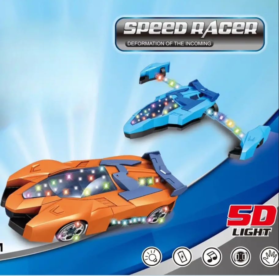 KRIREEN Speed Racer Electric Universal Deformation Car Toy Car with Lights and Music Racing Car 3+ Years Old Boys and Girls, Best Gift for Kids & Children (Multicolor), (Pack of 1) 2