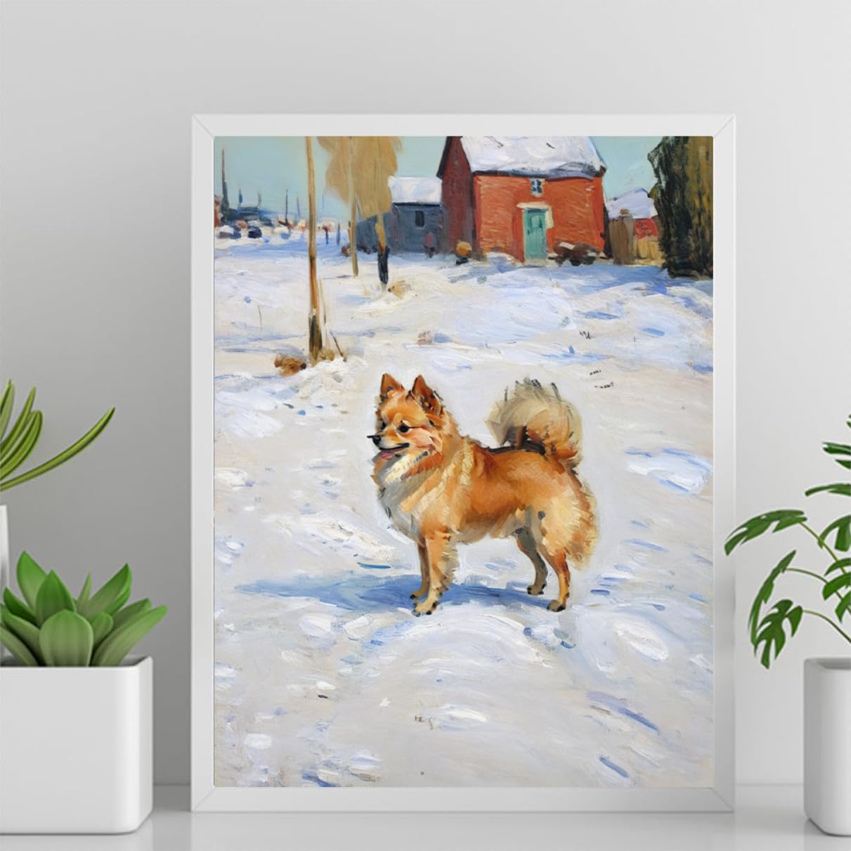 Paint by Numbers Pomeranian Dog DIY Acrylic Painting Kit with Brushes Pigment Oil Painting Artwork Adults Beginners Wall Decor 12x16inch(30x40cm) Frameless