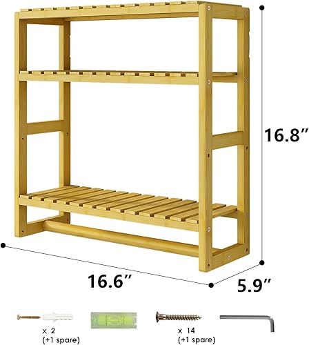 Miniatura 15 de Estantes de baño de almacenamiento sobre el inodoro, estantes de baño, 3 niveles, organizador de estante esquinero de bambú para toallas, armario