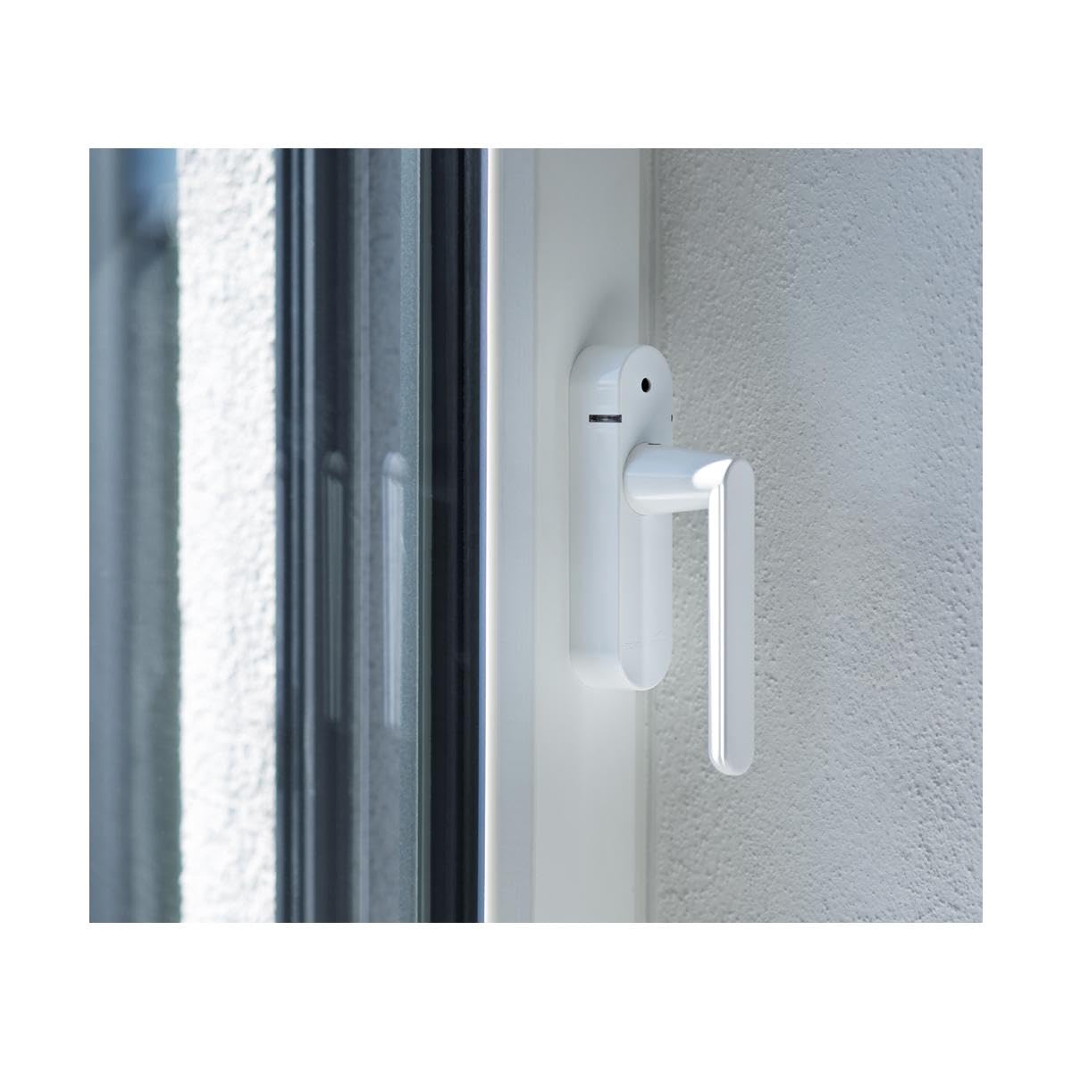 Schellenberg 46512 Fenstergriff mit Alarm, Balkontürgriff, Smart Home Funk-Alarmgriff - für mehr Sicherheit, laute Alarmfunktion, 32-43 mm Vierkantlänge - stufenlos einstellbar, Weiß
